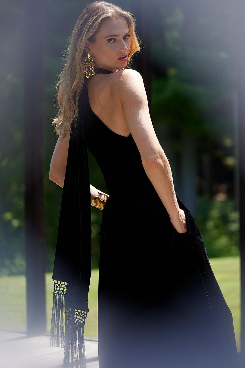 Buy Velvet Halter Top in Black Online Black Natori