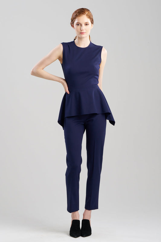 Compact Knit Peplum Top Midnight Navy Natori