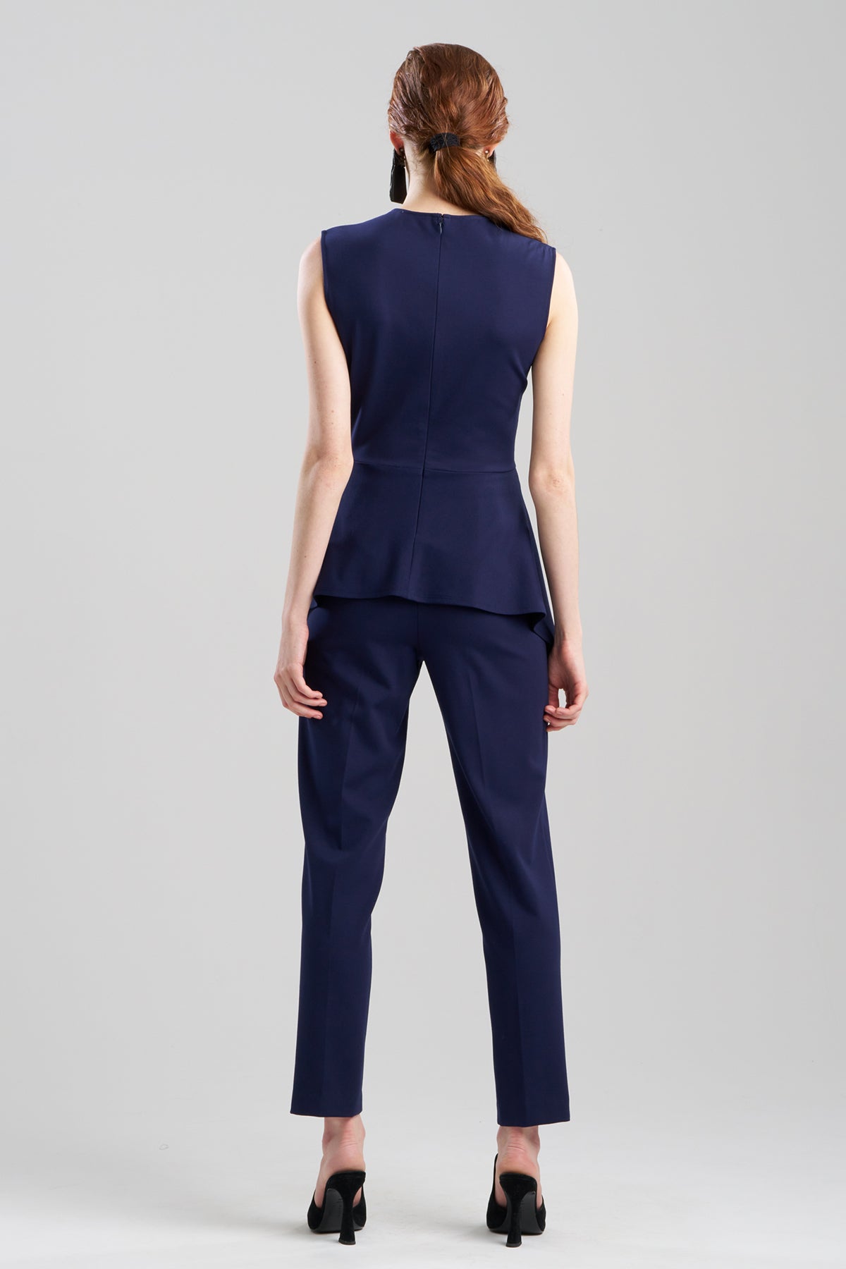 Compact Knit Peplum Top Midnight Navy Natori