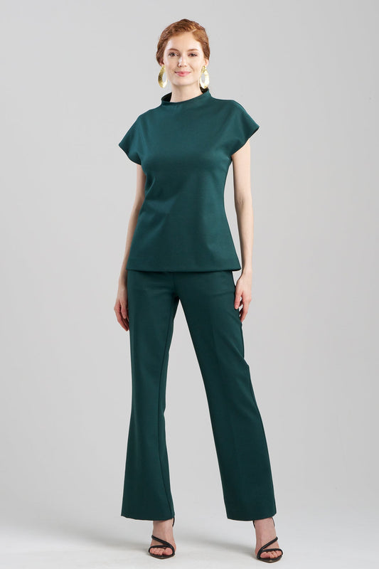 Double Jersey Funnel Neck Top Bottle Green Natori