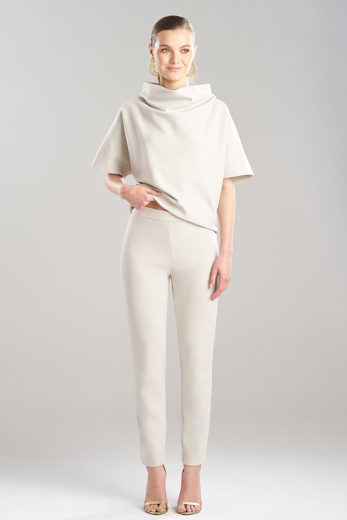 Techno Crepe Side Zip Ankle Pants Pearl Natori