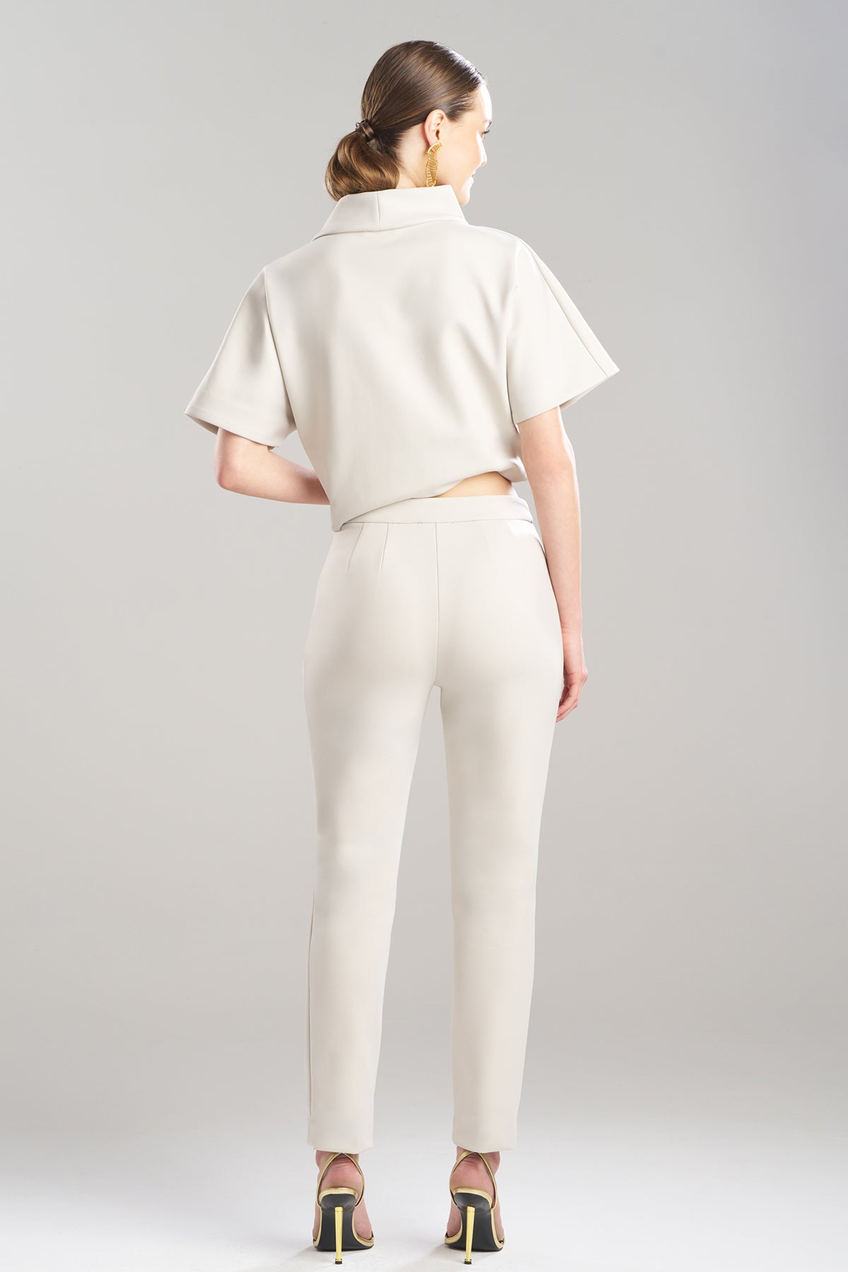 Techno Crepe Side Zip Ankle Pants Pearl Natori