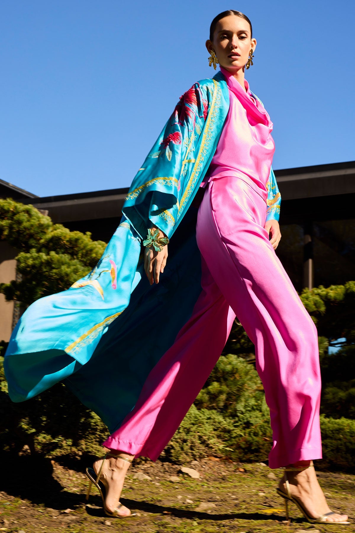Solid Silk Twill Pull On Straight Leg Pants Fresh Pink Natori