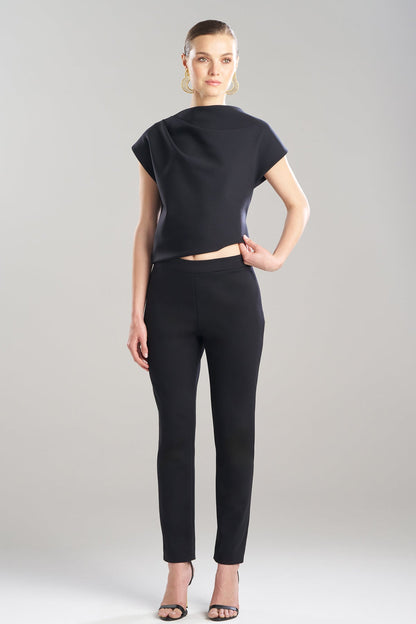 Techno Crepe Side Zip Ankle Pants Black Natori