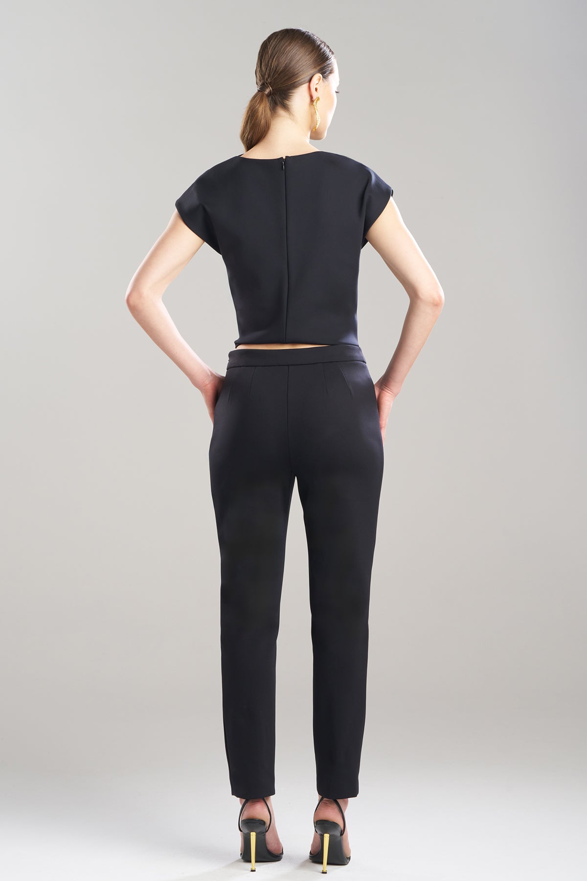 Techno Crepe Side Zip Ankle Pants Black Natori