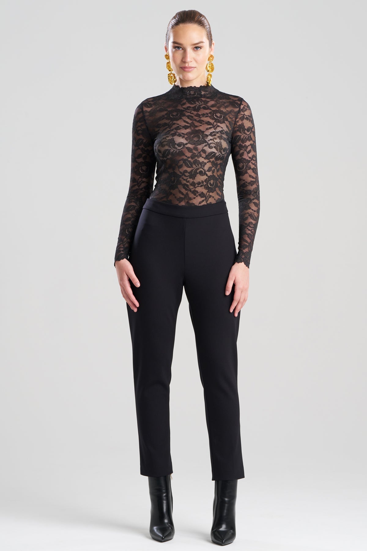 Techno Crepe Side Zip Ankle Pants Black Natori