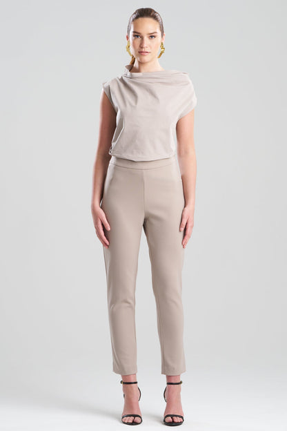 Techno Crepe Side Zip Ankle Pants Taupe Natori
