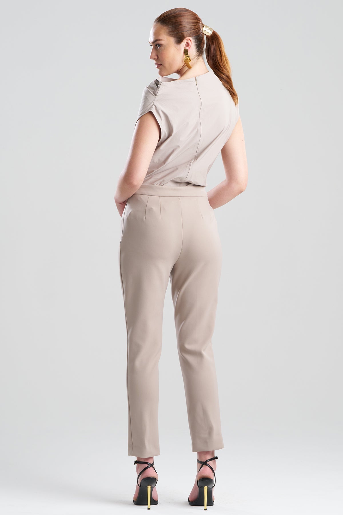 Techno Crepe Side Zip Ankle Pants Taupe Natori