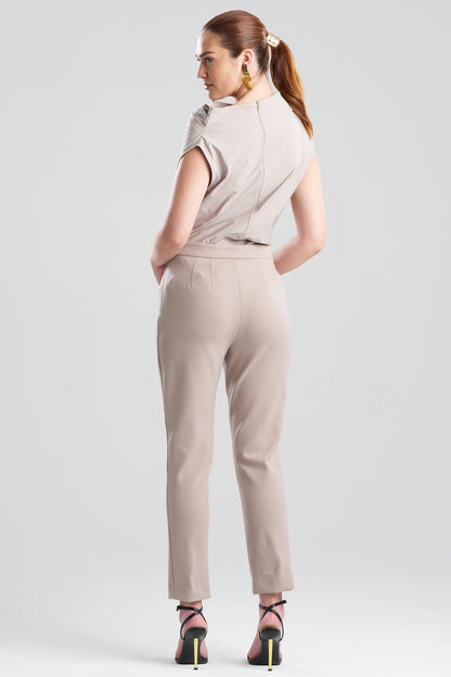 Techno Crepe Side Zip Ankle Pants Taupe Natori