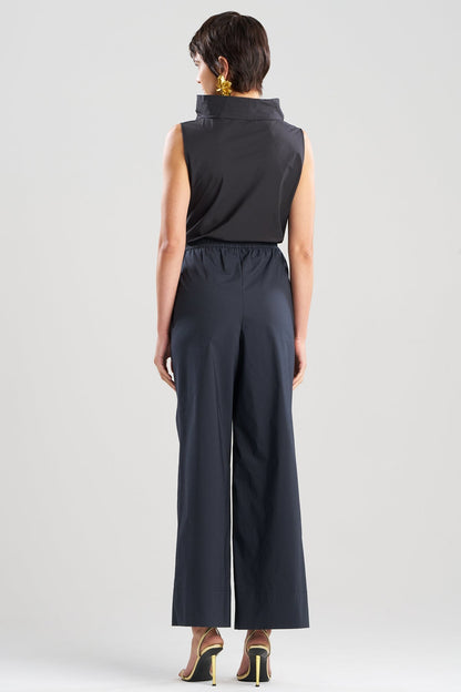 Tech Cotton Taffeta Wide Pull On Pants Black Natori