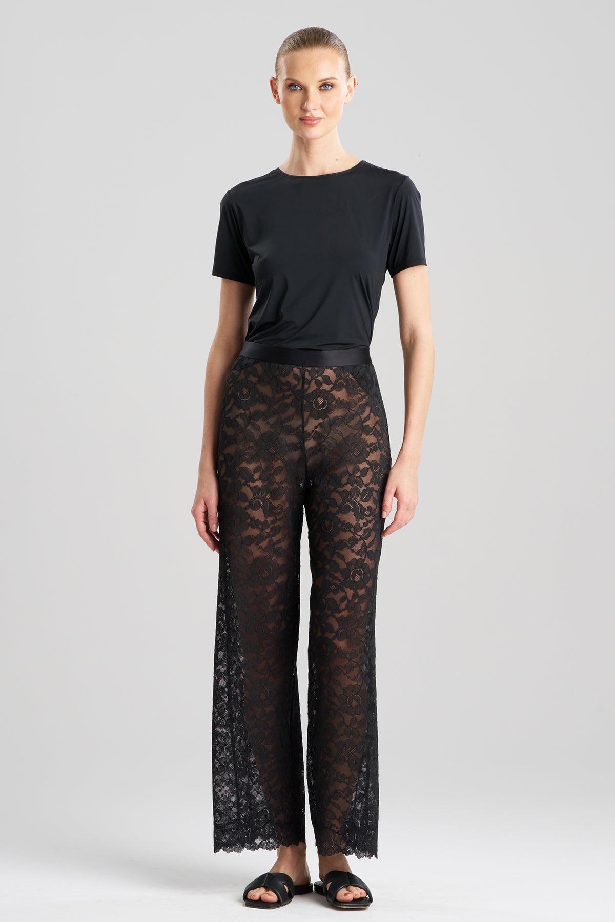 Peony Allover Lace Pants Black Natori