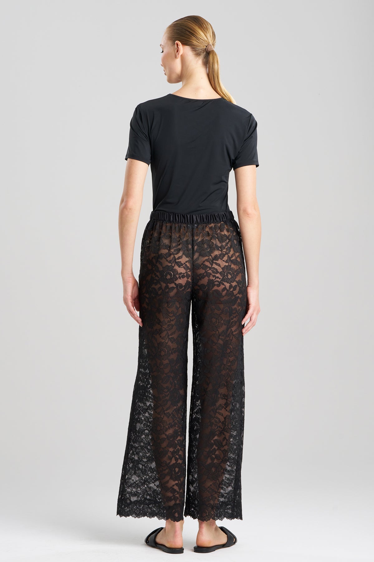 Peony Allover Lace Pants Black Natori
