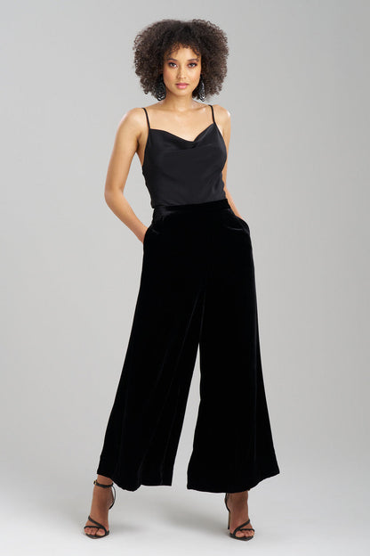 Buy Couture Velvet Silk Palazzo Pants in Black Online Black Natori