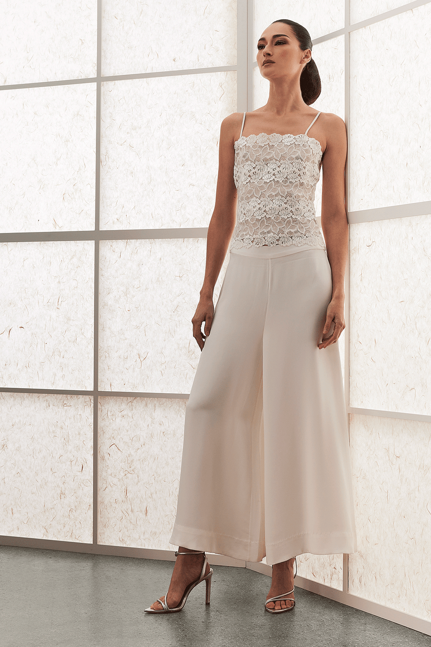 Buy Couture Silk Crepe Palazzo Pants in Warm White Online Warm White Natori