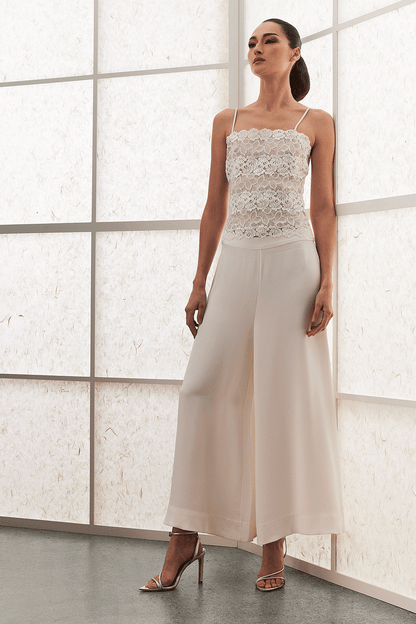 Buy Couture Silk Crepe Palazzo Pants in Warm White Online Warm White Natori