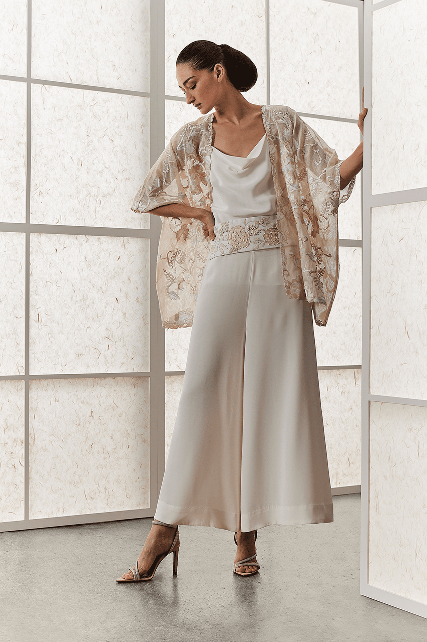 Buy Couture Silk Crepe Palazzo Pants in Warm White Online Warm White Natori