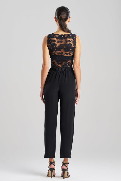 Buy Silk Crepe Tapered Pants in Black Online Black Natori