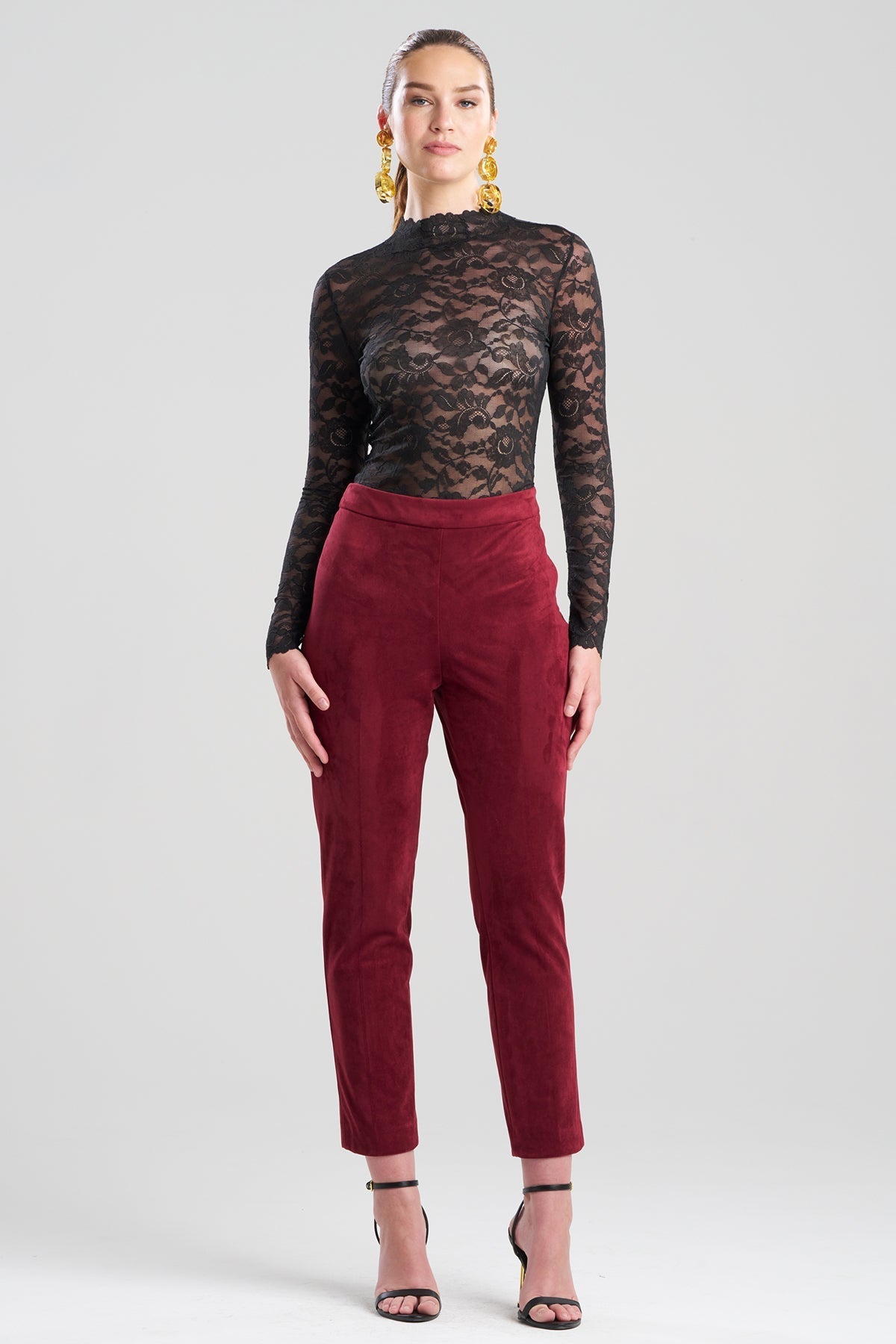 Vegan Luxe Suede Side Zip Ankle Pants Ruby Natori