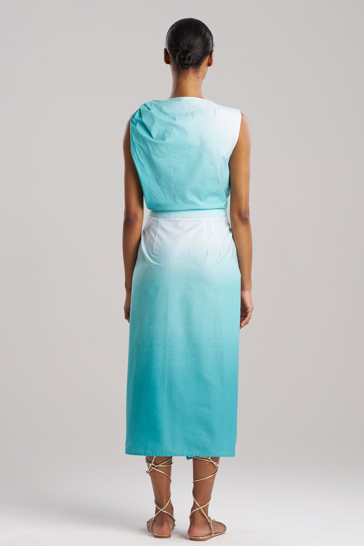 Akari Cotton Wrap Skirt Mizu Blue Natori