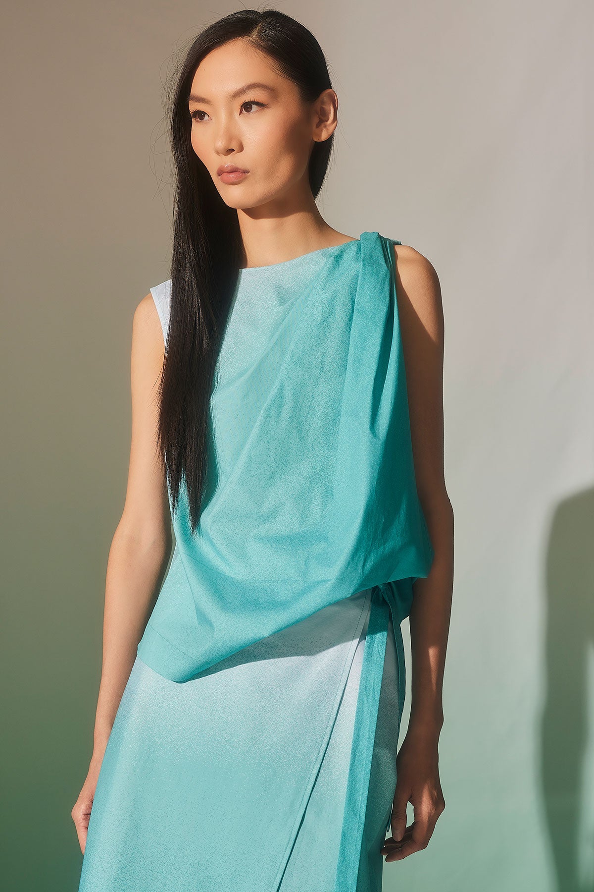 Akari Cotton Wrap Skirt Mizu Blue Natori