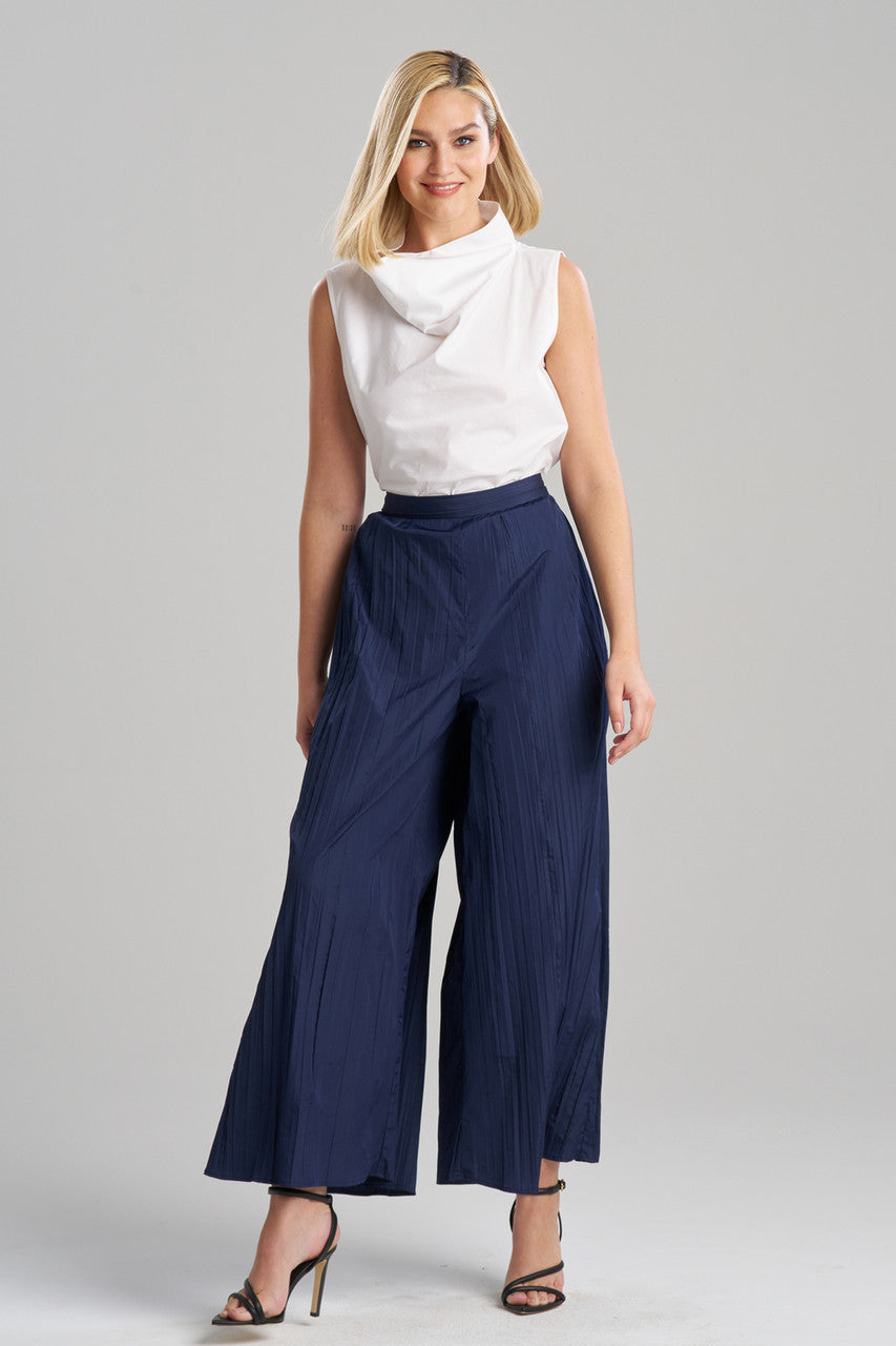 Buy Taffeta Plisse Pants in Midnight Navy Online Midnight Navy Natori