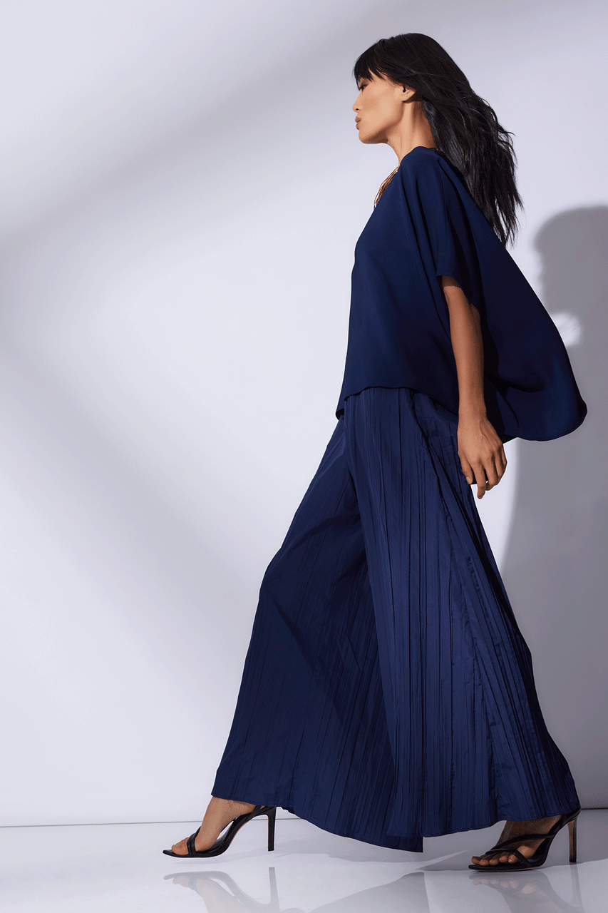 Buy Taffeta Plisse Pants in Midnight Navy Online Midnight Navy Natori