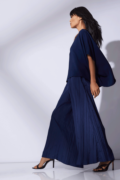Buy Taffeta Plisse Pants in Midnight Navy Online Midnight Navy Natori