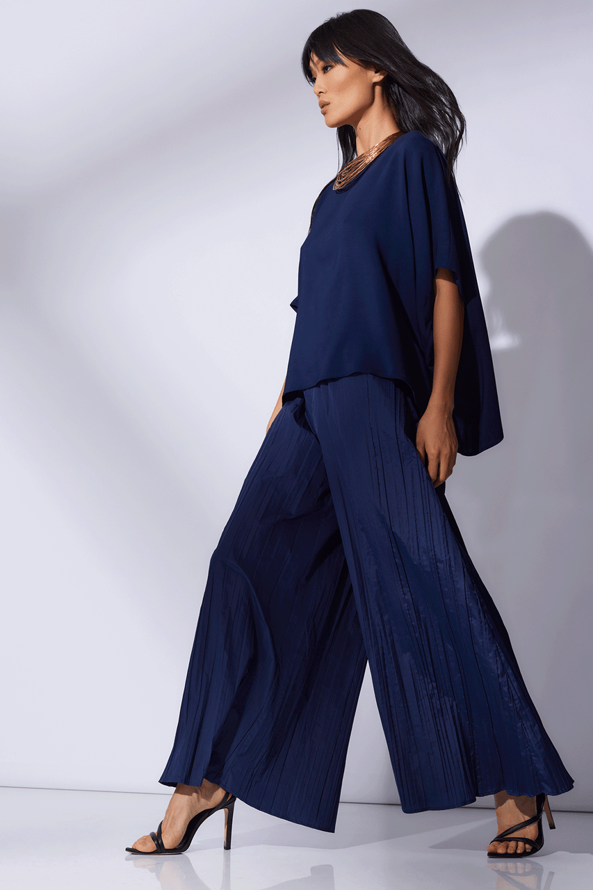 Buy Taffeta Plisse Pants in Midnight Navy Online Midnight Navy Natori