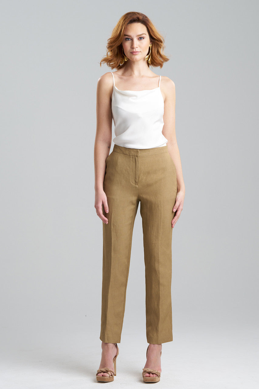 Buy Linen Slim Pants in Chai Online Chai Natori
