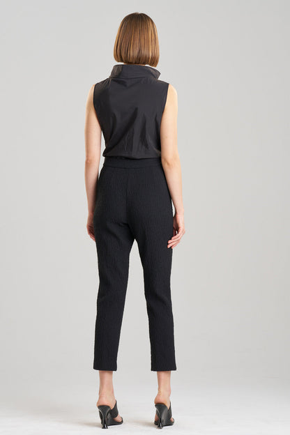 Buy Stretch Texture Jacquard Ankle Pants in Black Online Black Natori