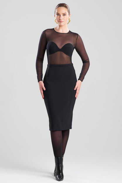 Techno Crepe Pencil Skirt Black Natori