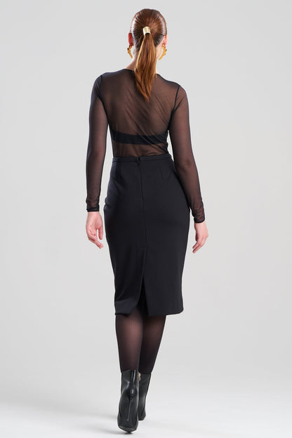 Techno Crepe Pencil Skirt Black Natori