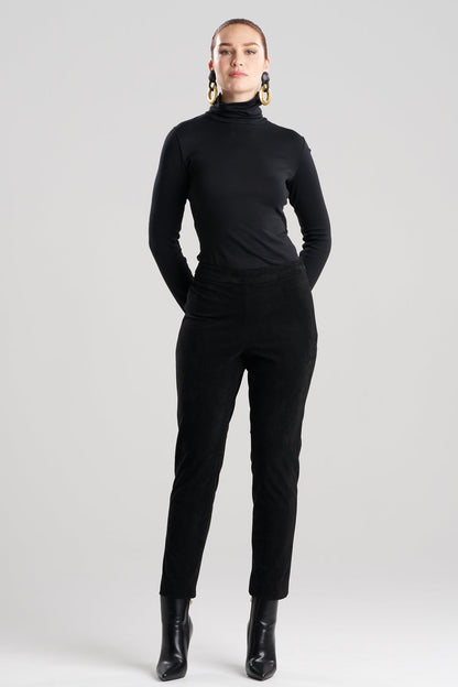 Vegan Luxe Suede Side Zip Ankle Pants Black Natori