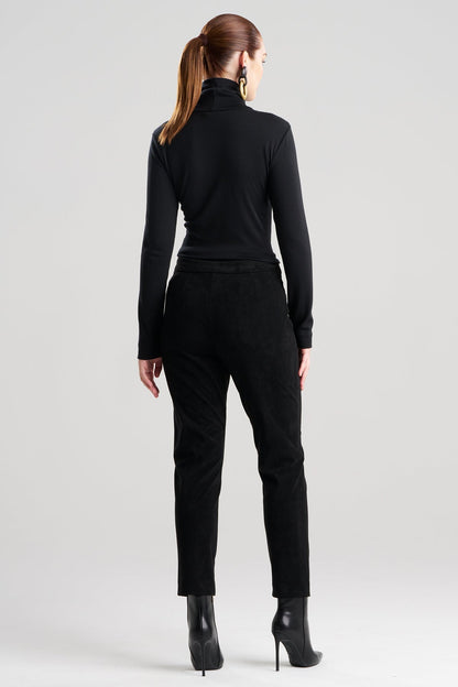 Vegan Luxe Suede Side Zip Ankle Pants Black Natori