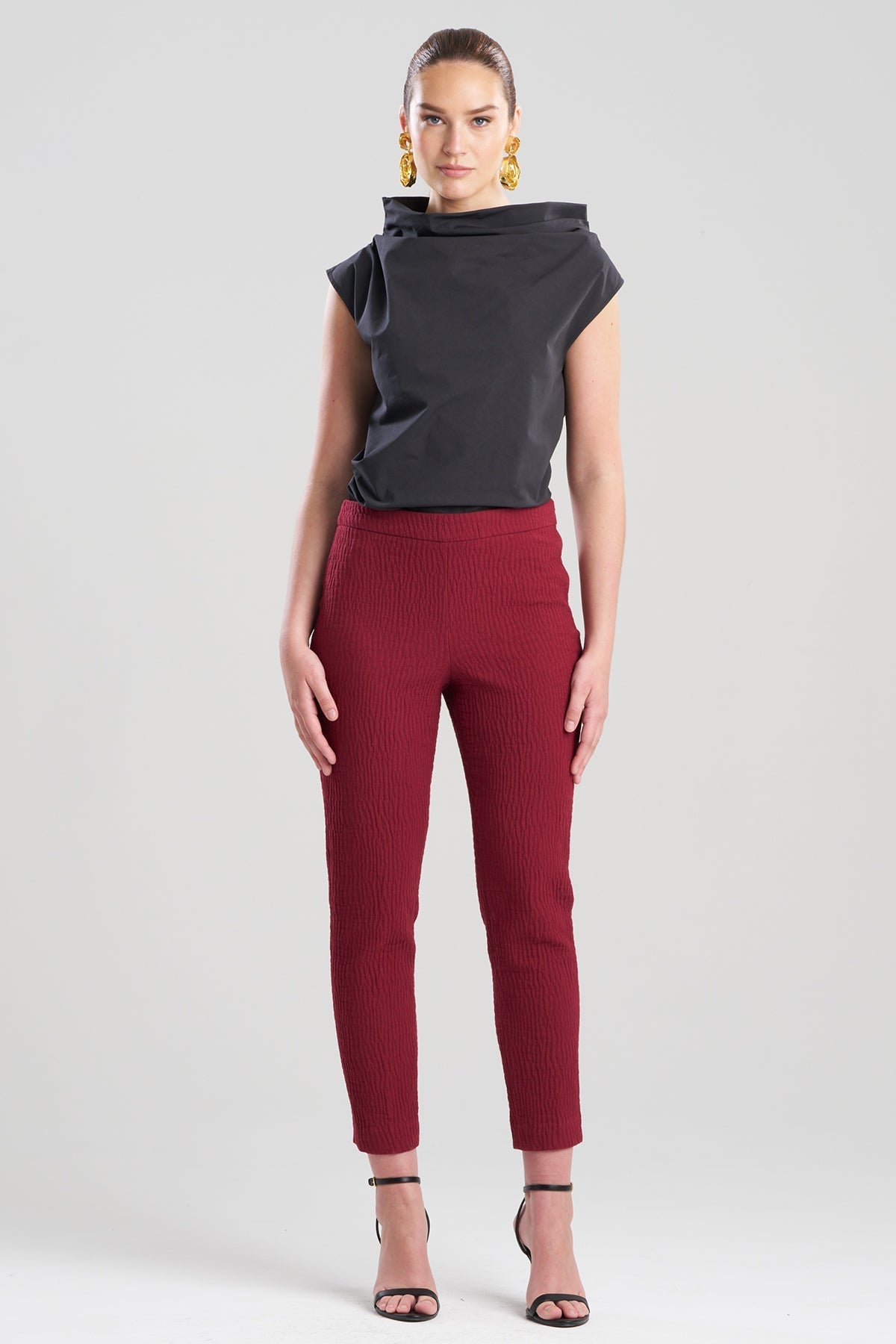 Textured Cotton Jacquard Ankle Pants Ruby Natori