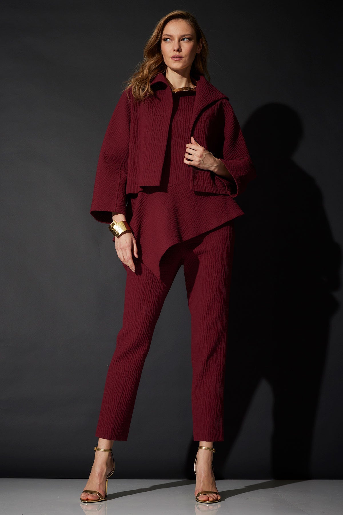 Textured Cotton Jacquard Ankle Pants Ruby Natori
