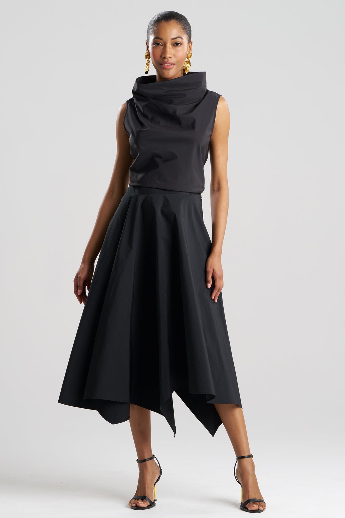 Taffeta Origami Maxi Skirt Black Natori