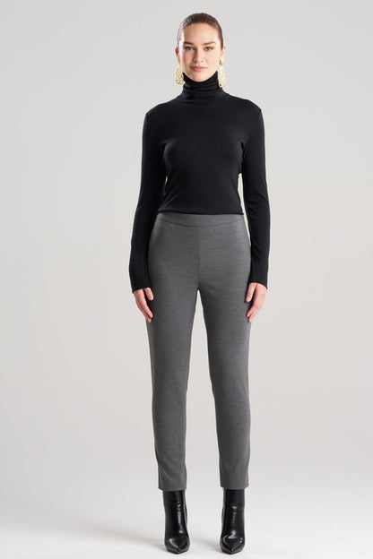 Compact Knit Side Zip Ankle Pants Dark Grey Heather Natori