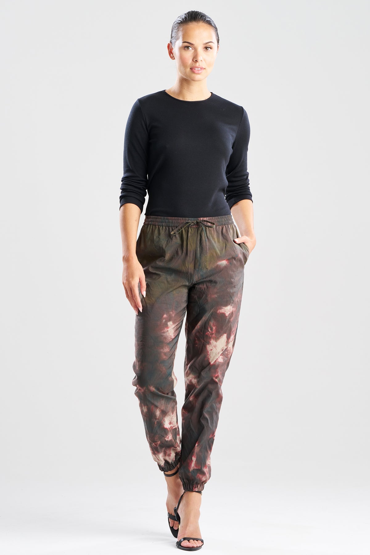 Niji Tie Dye Taffeta Joggers Green Natori