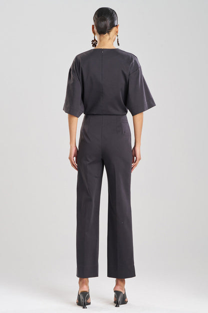 Buy Cotton Chino Straight Leg Pants in Black Online Black Natori