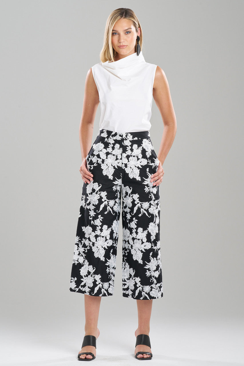 Buy Tangier Embroidered Cotton Pants in Black/White Online Black/White Natori
