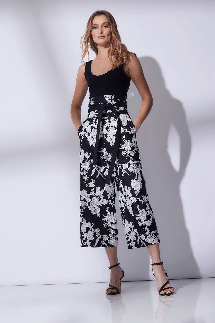 Buy Tangier Embroidered Cotton Pants in Black/White Online Black/White Natori