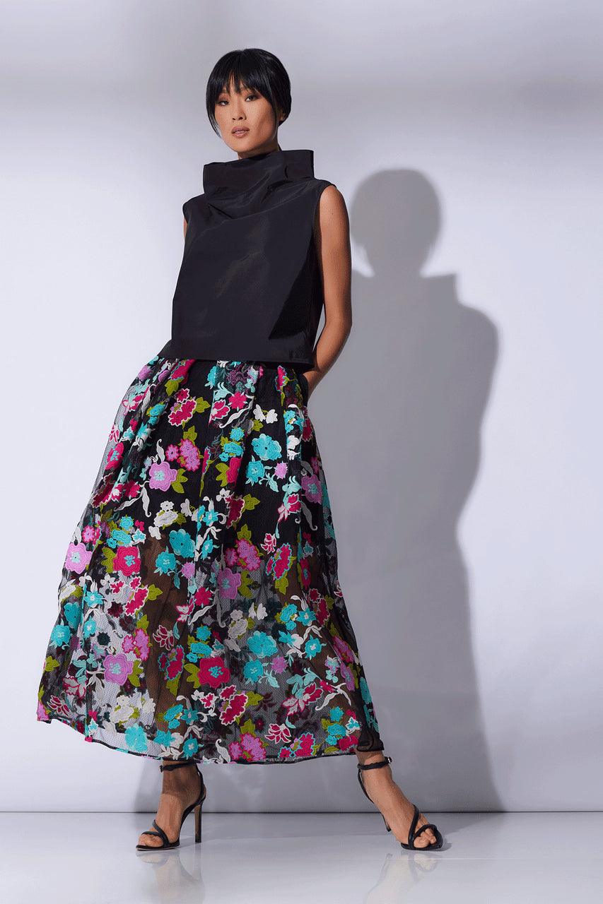 Buy Tangier Embroidered Tulle Maxi Skirt in Black Multi Online Black Multi Natori