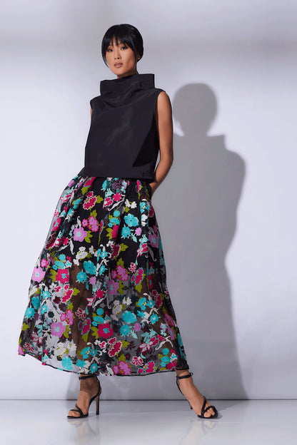 Buy Tangier Embroidered Tulle Maxi Skirt in Black Multi Online Black Multi Natori