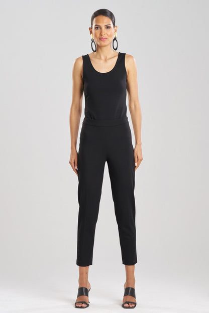Compact Knit Side Zip Ankle Pants Black Natori