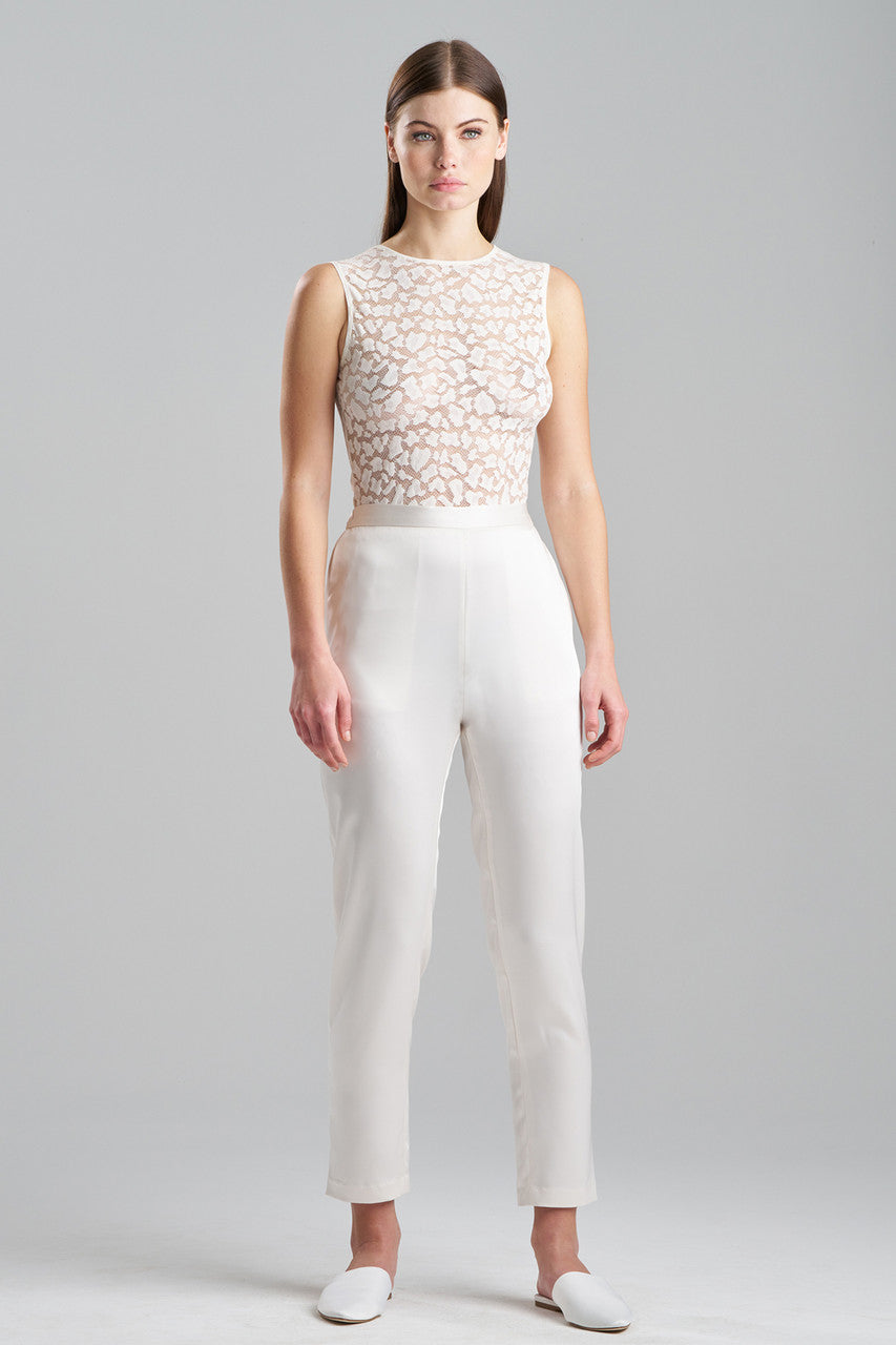 Buy Luxe Charmeuse Pull On Tapered Pants in Warm White Online Warm White Natori