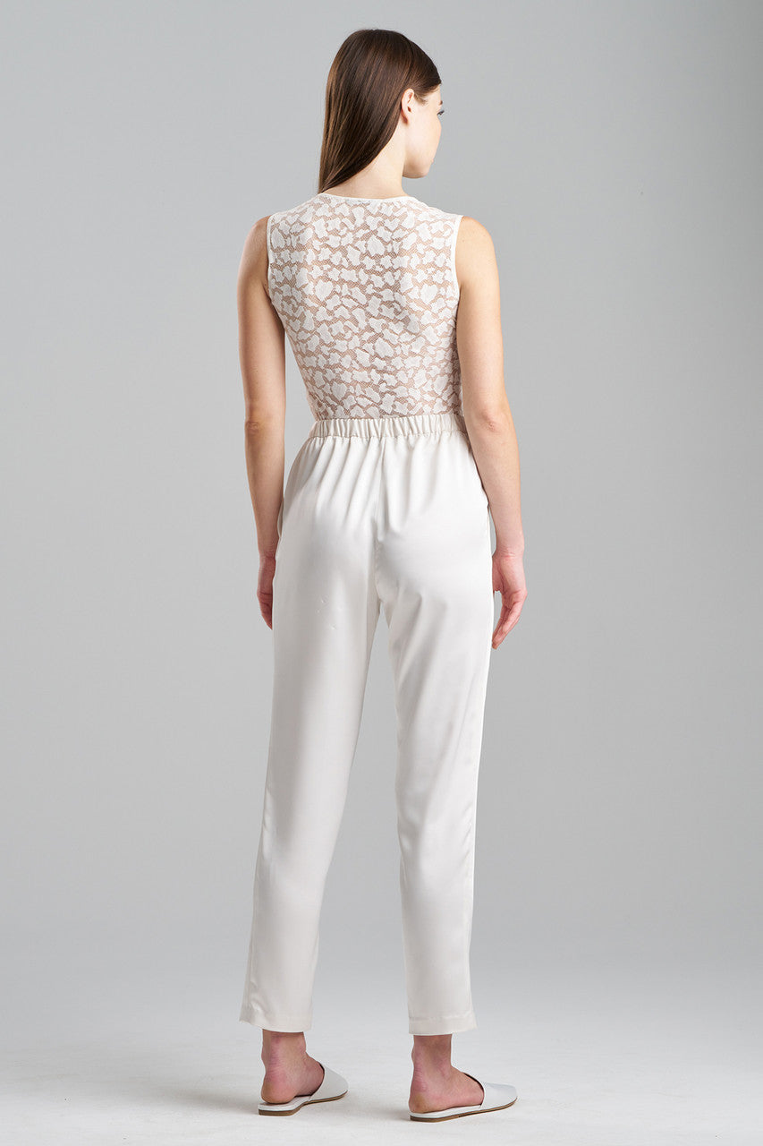 Buy Luxe Charmeuse Pull On Tapered Pants in Warm White Online Warm White Natori