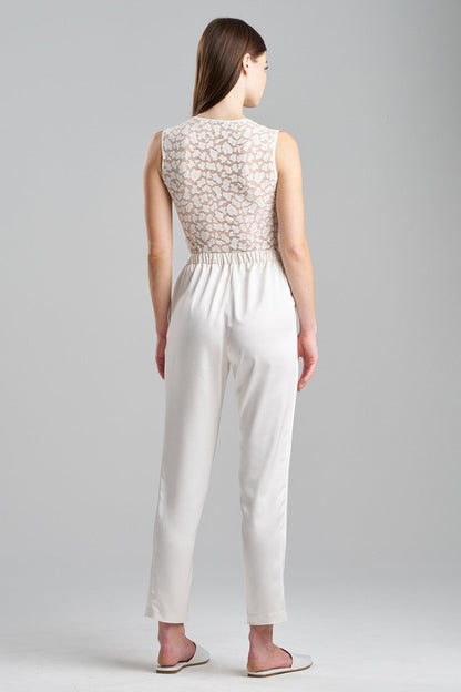 Buy Luxe Charmeuse Pull On Tapered Pants in Warm White Online Warm White Natori