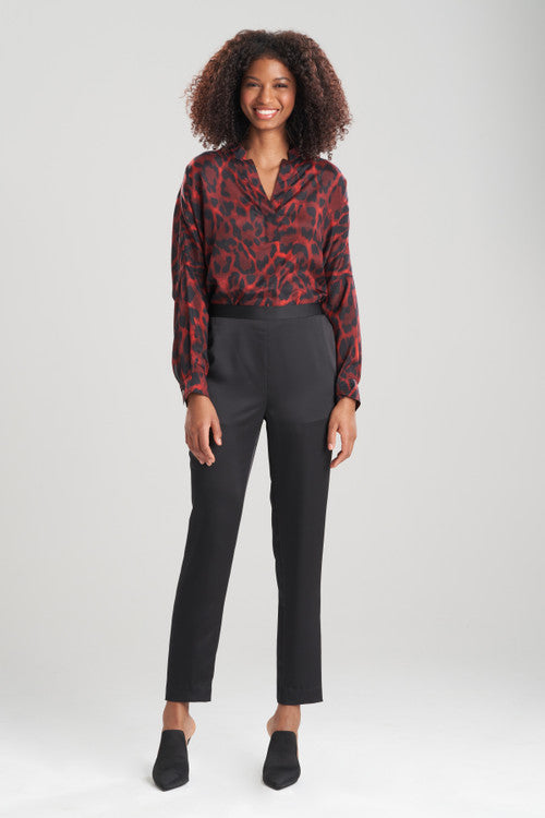 Buy Luxe Charmeuse Pull On Tapered Pants in Black Online Black Natori
