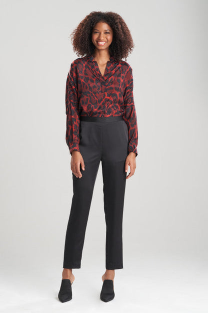 Buy Luxe Charmeuse Pull On Tapered Pants in Black Online Black Natori